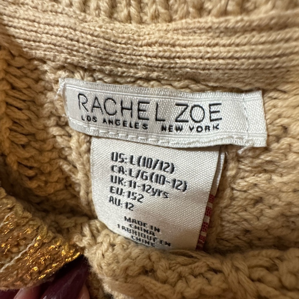 Girls Rachel Zoe Shimmering Gold Cable Knit Sweater - Picture 2 of 3